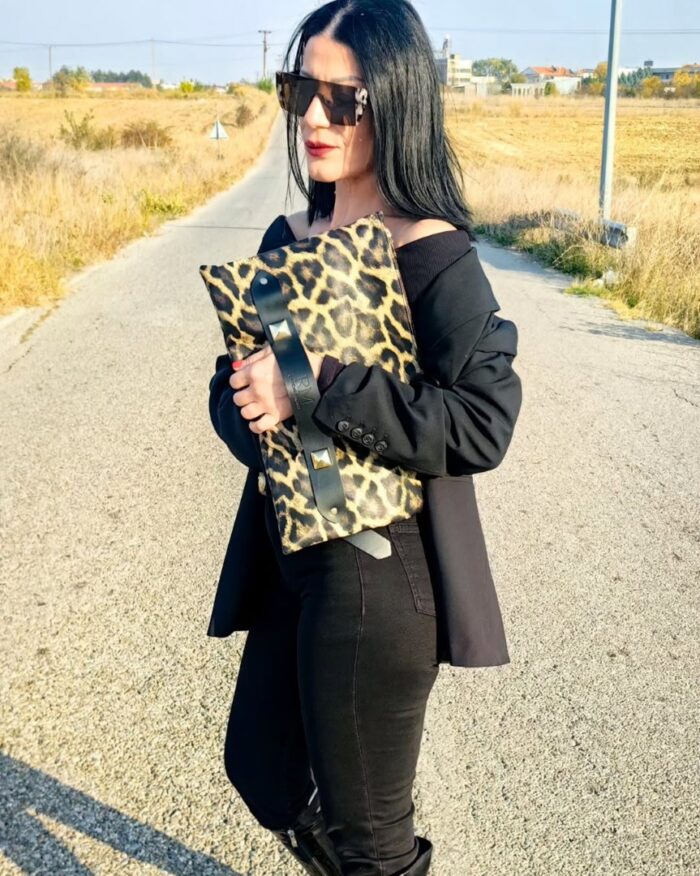 Τσάντα Φάκελος Animal Print Eco Leather SILIA - Image 4
